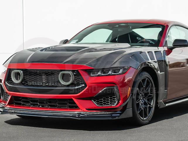 2024-Up Ford Mustang S650 | GTV Style GLOSSY BLACK Add-On Front Lip Splitter Ground Effects